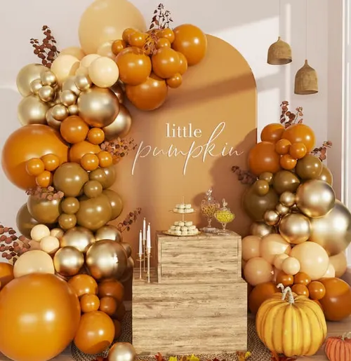   Premade Ready To Use Grab and Go Balloon Garland Only - Burnt Orange Gold Brown 