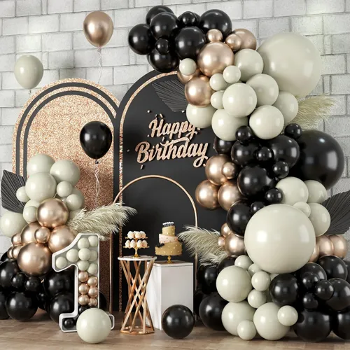 Black Gold Sand  Premade Grab and Go Balloon Garland – Ready-To-Use Balloon Decor for Atlanta Events, Birthdays, Baby Showers & Weddings