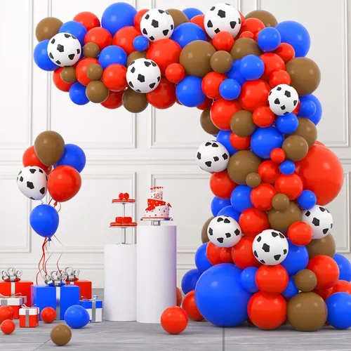 Grab and Go Balloon Garland Only -  Red Blue Brown Cow Print 