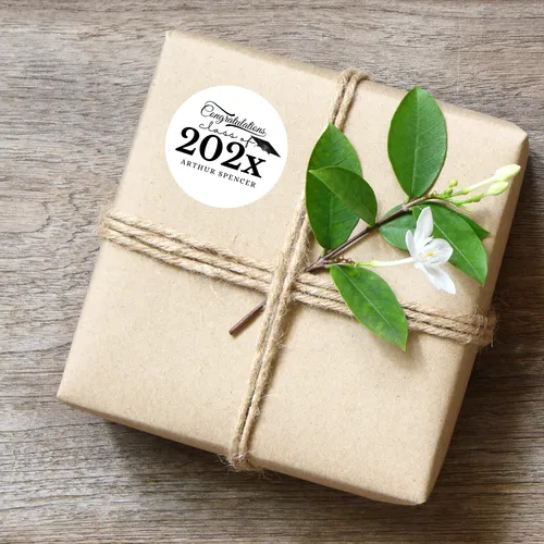 Personalized Current Year Graduation Favor Stickers White -60ct 2inch 