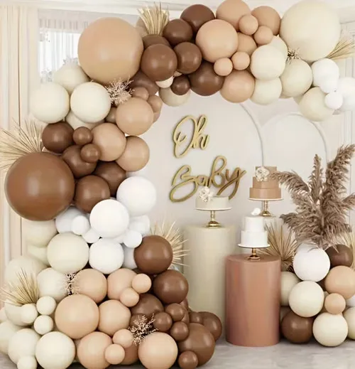  Premade Ready To Use Grab and Go Balloon Garland Only - Brown Light Brown Tan 