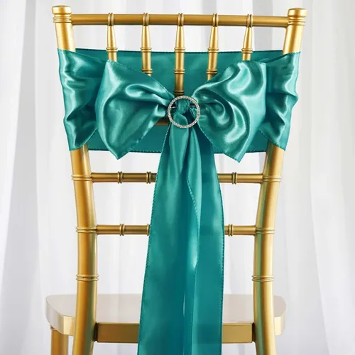 Teal Chair Sash Rental for Gold Chiavari Chairs