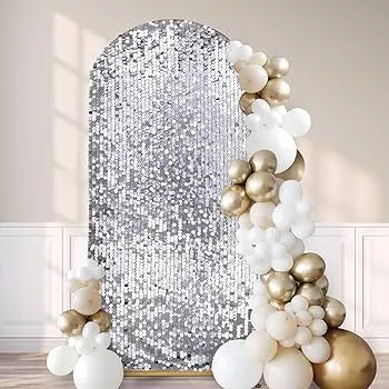 Silver Glitter Backdrop Arch 7ft x 4ft 