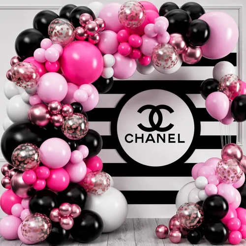 Grab and Go Balloon Garland Only- Hot Pink Light Pink Black White Rose Pink