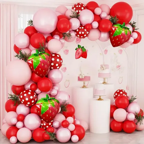 Red Blush Polka Dot Premade Grab and Go Balloon Garland – Ready-To-Use Balloon Decor for Atlanta Events, Birthdays, Baby Showers & Weddings