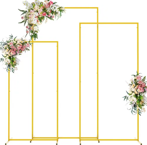 3 Set (7.2FT, 6.2FT, 5.2FT) Rectangular Metal Arch Backdrop Stand Wedding Arches for Ceremony Square Balloon Arch Frame for Birthday Party Wedding Baby Shower Garden Decor