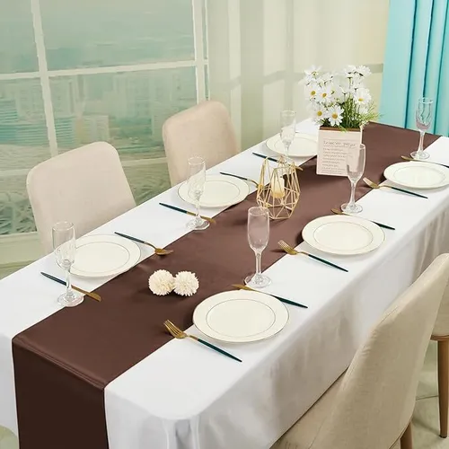 Party Rental - Decorative Satin Table Runner- Brown