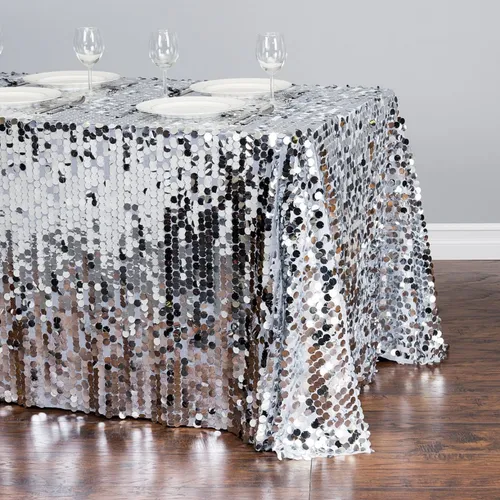 Large Silver Sequin Guest Of Honor Celebrant Table cover 90