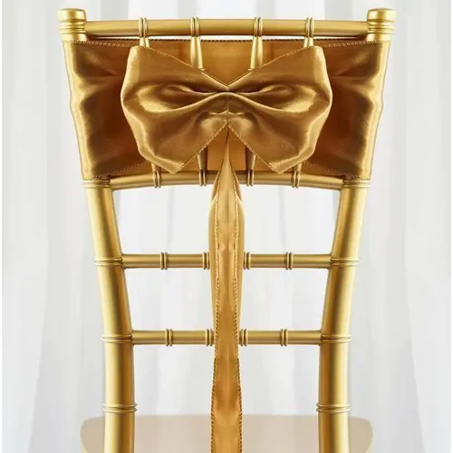 Gold Satin Chair Sash Rental for Gold Chiavari Chairs