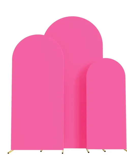 Party Rental - Set of 3 Arch With Hot Pink Covers (7.2FT, 6.6FT, 6FT)