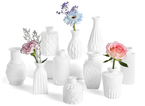 Party Rental Table Decoration White  Bud Vases Only -Set of 10