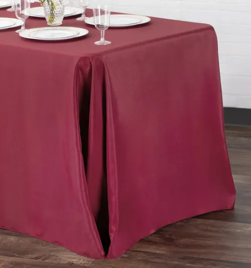 Party Rental Burgundy Rectangular Table Cover Linen - Loose Fit 90