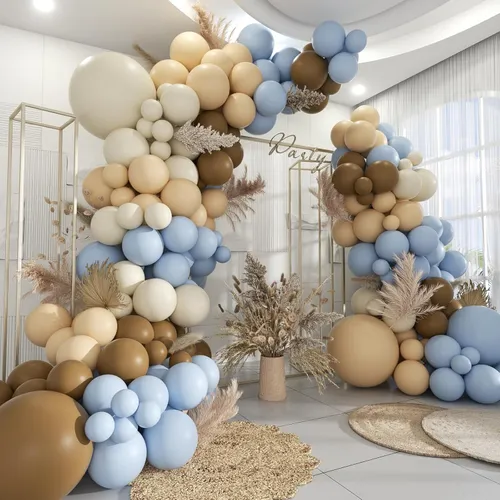 Grab and Go Balloon Garland Only - Light Blue Tan Brown Light Brown 