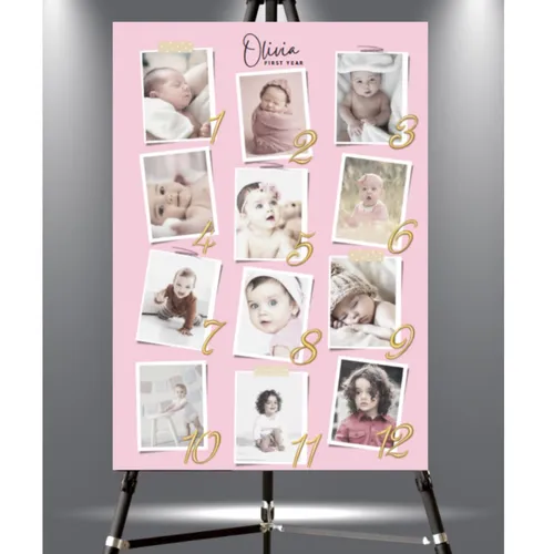 Baby 12 Photo Easel Foam Board -Pink (20x30inches)