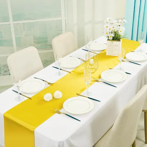 Party Rental - Decorative Satin Table Runner - Yellow 