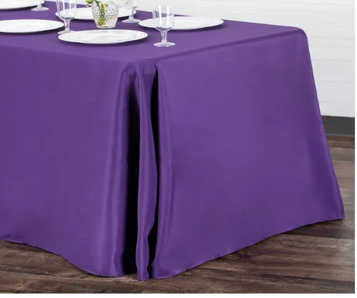 Party Rental Purple Rectangular Table Cover Linen - Loose Fit 90