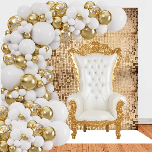 Rental Bundle - Queen Throne Chair Balloon Arch Large Gold  Wall & Carpet 