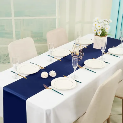 Party Rental - Decorative Satin Table Runner - Navy Blue 