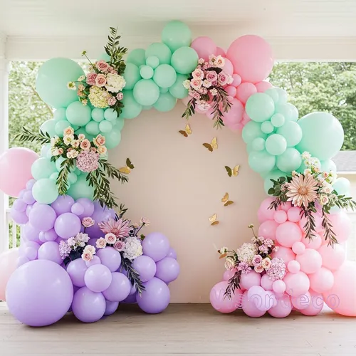 Lavender Pastel Green Pink  Premade Grab and Go Balloon Garland – Ready-To-Use Balloon Decor for Atlanta Events, Birthdays, Baby Showers & Weddings