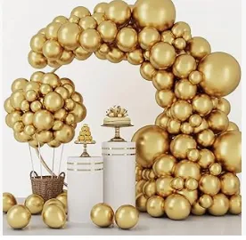 Premade Ready to Hang  Grab and Go Balloon Garland Only  Gold Metallic Balloon Arch Garland 