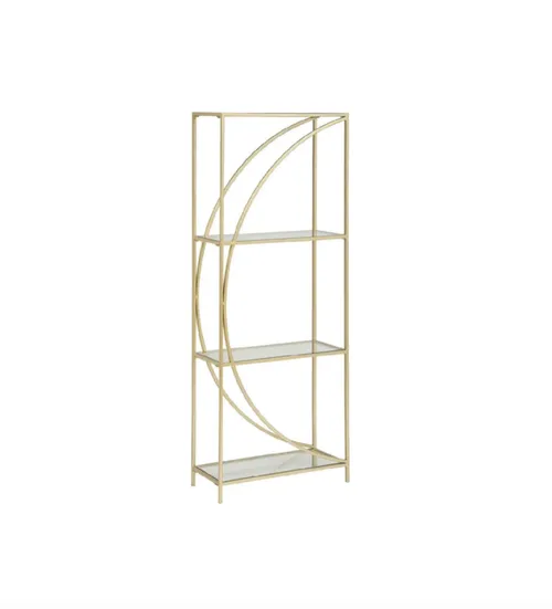 Estante dourada vidro
