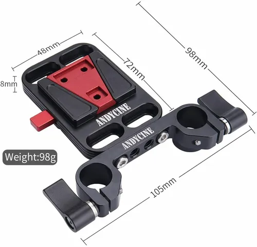 V-mount plates for rods Andycine