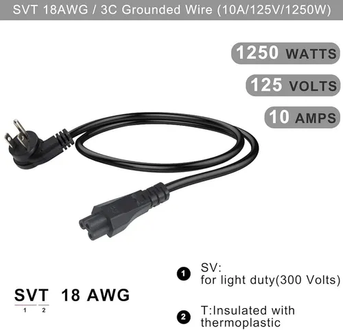 HongLin 5FT AC/IEC Cable (Output. 10A 125V)