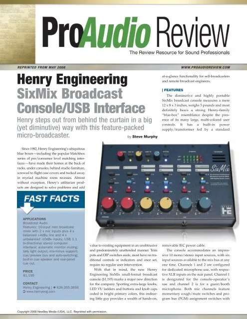 SixMix USB Digital Audio Codec Console