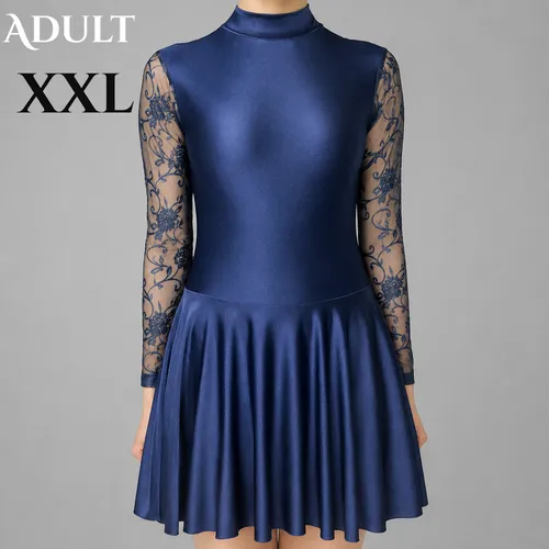 Classic Lace Sleeve Irish Dance Dress - Navy - Adult XXLarge