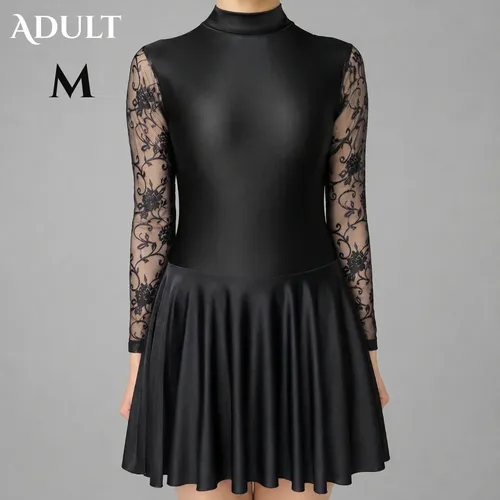 Classic Lace Sleeve Irish Dance Dress - Black - Adult Medium