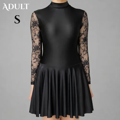 Classic Lace Sleeve Irish Dance Dress - Black - Adult Small