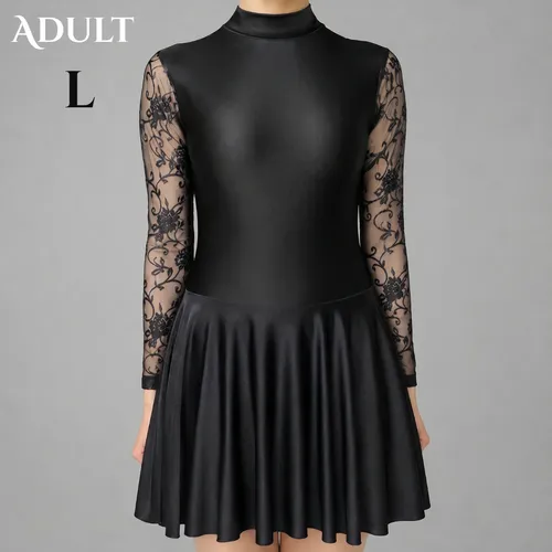 Classic Lace Sleeve Irish Dance Dress - Black - Adult Large