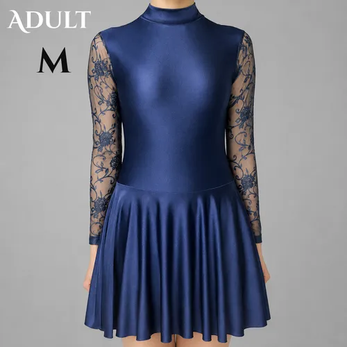 Classic Lace Sleeve Irish Dance Dress - Navy - Adult Medium