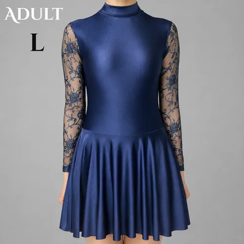 Classic Lace Sleeve Irish Dance Dress - Navy - Adult Large
