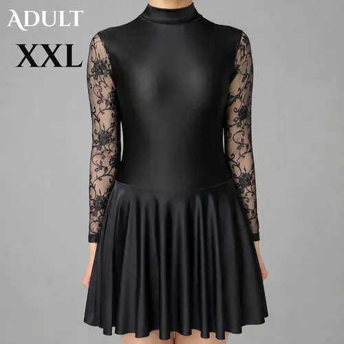 Classic Lace Sleeve Irish Dance Dress - Black - Adult XXL