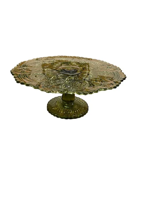 Cake Platter- Green Glass