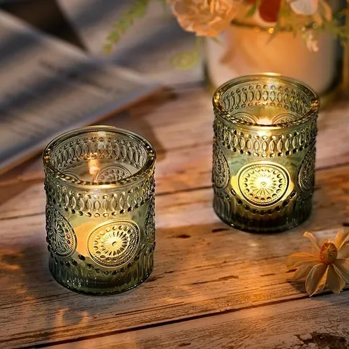 Glass Votive Holders- Green 