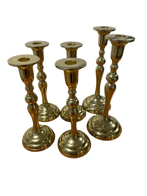 Gold Candle Sticks- Set of Six
