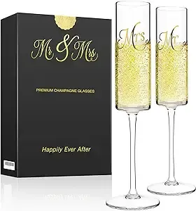 Mr & Mrs Champagne Wedding Flutes