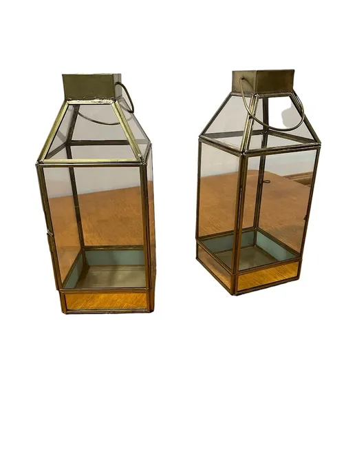 Small Gold Geo Lantern- Set of Two