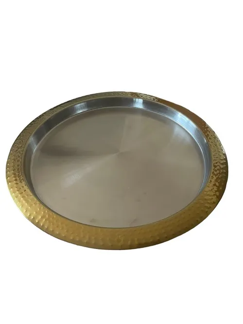 Silver Bar Tray- Gold Rimmed