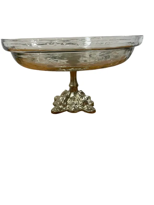 Cake Platter- Clear with Gold Stand