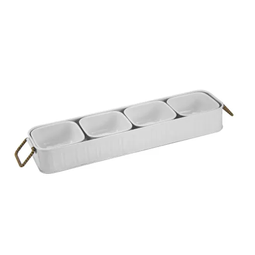 Condiment Tray- White Retangular