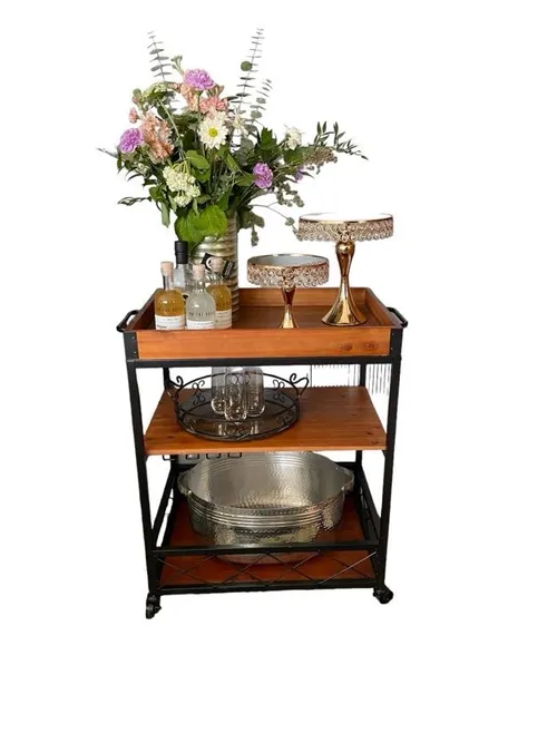 Brown Wooden Bar Cart
