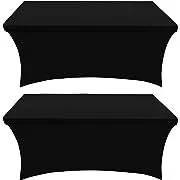 6Ft Fitted Black Tablecloth