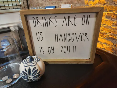 Drinks Are On Us Sign Navy