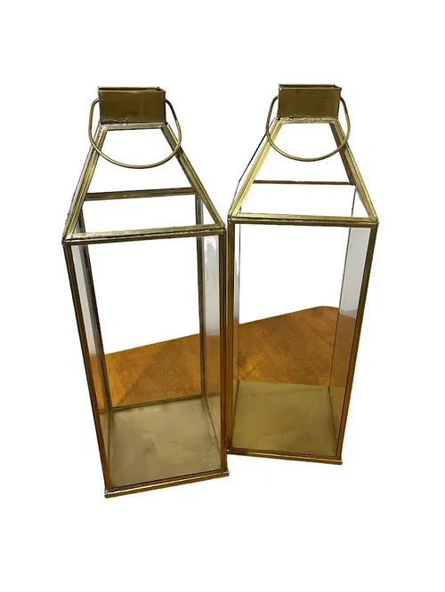 Medium Gold Geo Lantern- Set of Two