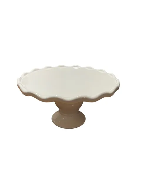 White Cake Stand- medium fluted ends