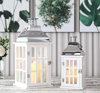 White and silver Lanterns- Set of two