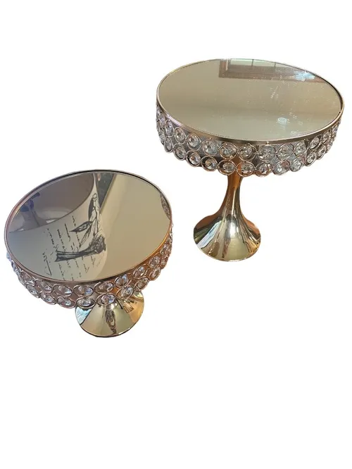 Rose Gold Cake Stands with Mirrors- Set of Two
